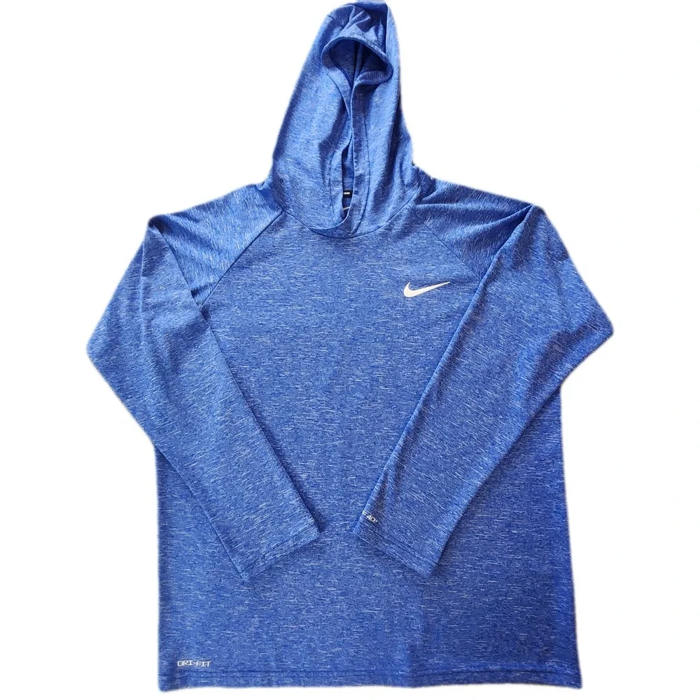 Nike Men Medium Swim Hoodie Blue UPF 40+ Rash Guard  Dri-FIT Beach Surf